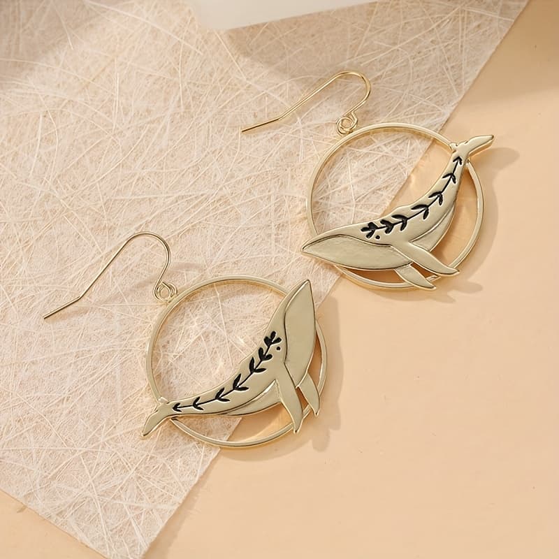 TEMU Vintage Brass Ring Earrings, Bohemian Style Golden- Earrings, Suitable For Daily Wear At Banquets, Christmas Gift Jewelry
