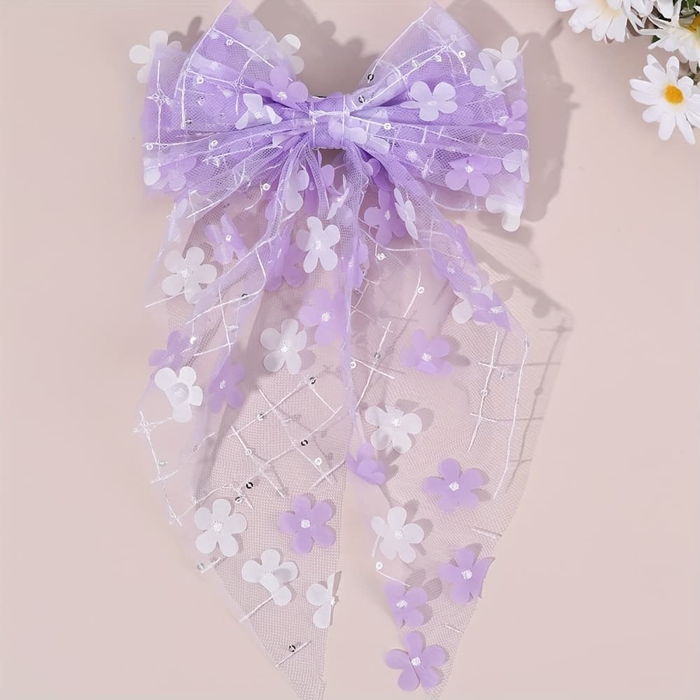 TEMU 1pc Floral Hair Bow Clip For Women Elegant Square Medium Hairpin Nonslip Clip Hair Additions For Women Daily Wear