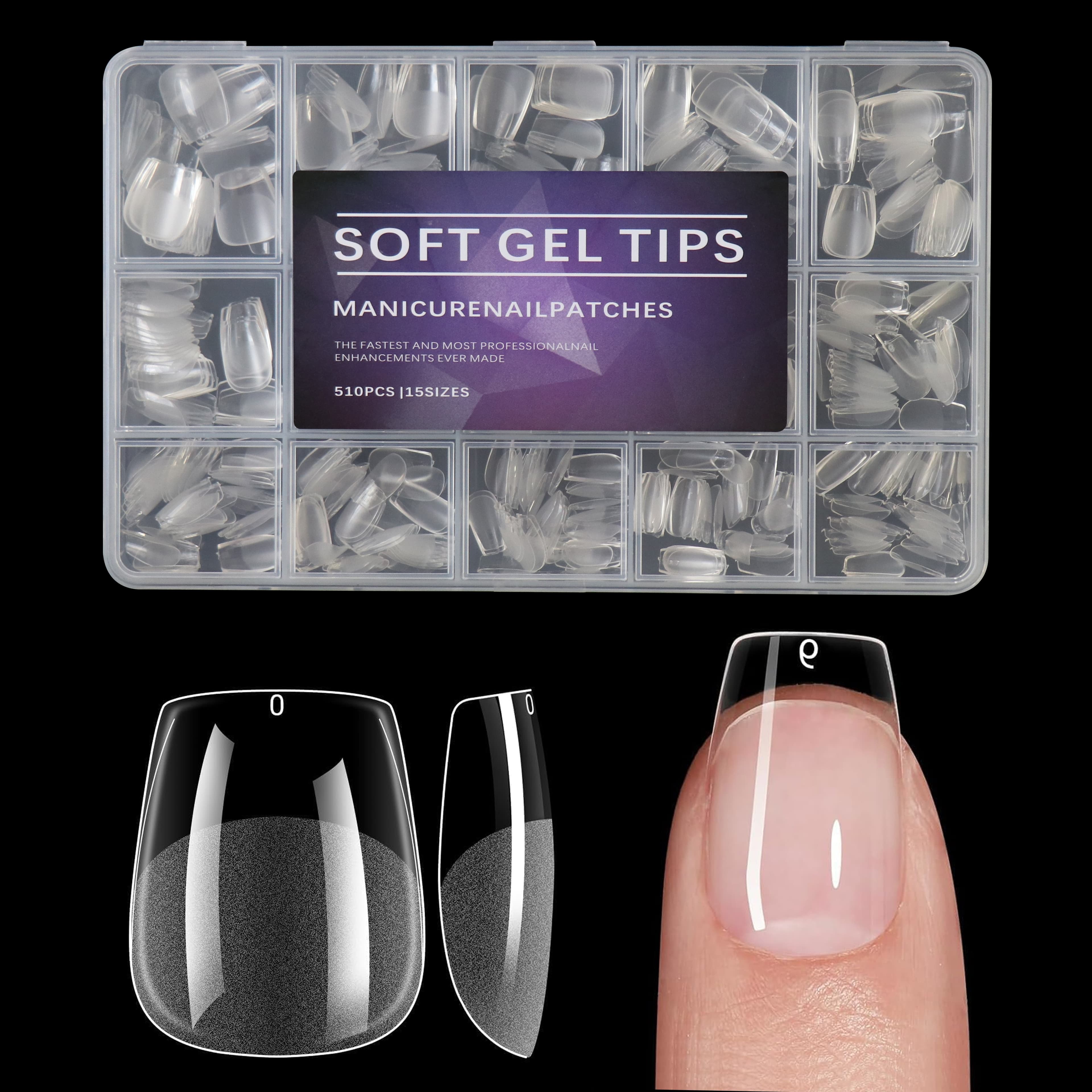 TEMU 510pcs Ultra-short Square Nail Tips, 15sizes, Artificial Nail Pads - Seamless Press-type Artificial Nails, Durable And Suitable For Home Nail Diy- , Valentine's Day Gift
