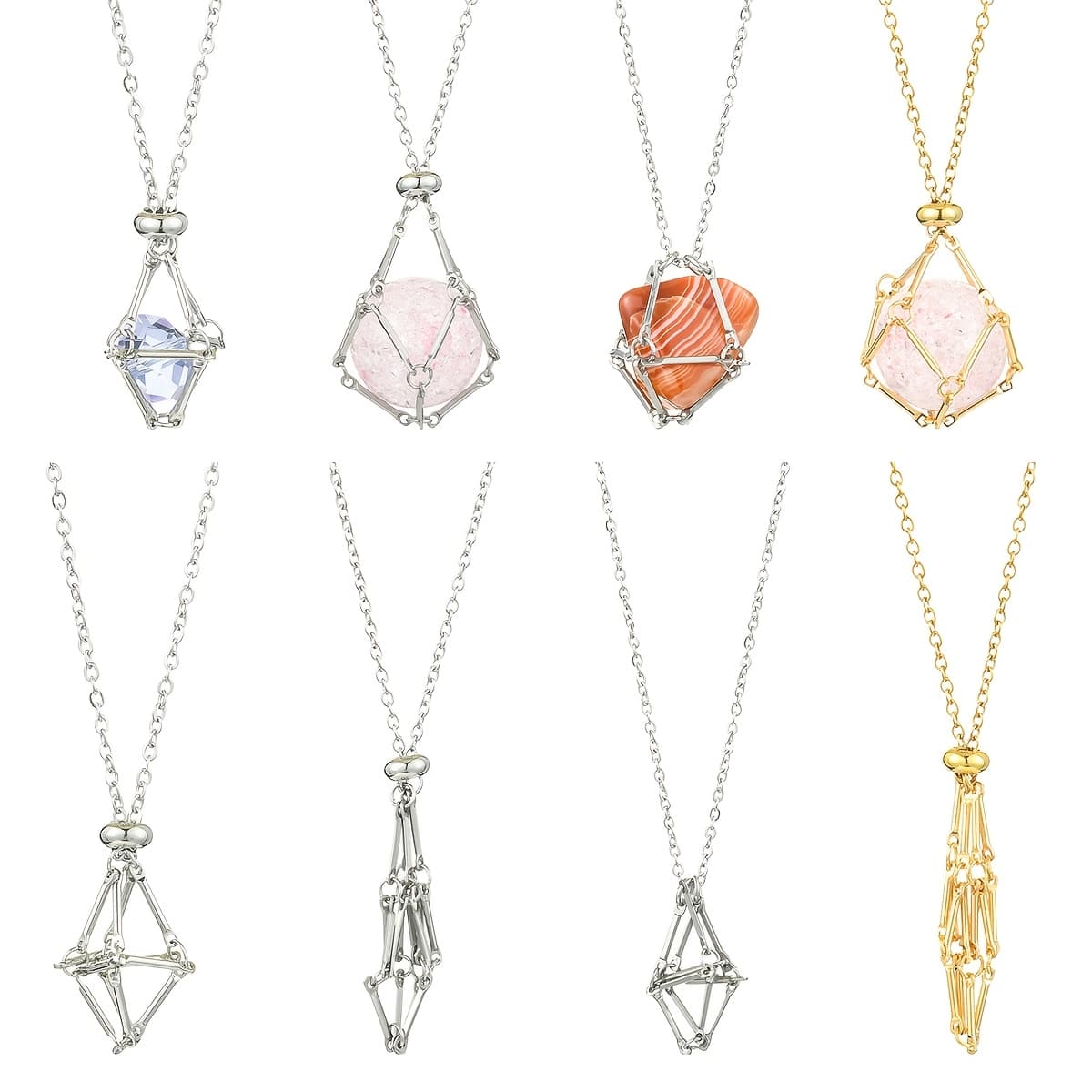 TEMU 4 Stainless Steel Mesh Bag Pendants Jewelry Additions Suitable For Jewelry Necklace Making