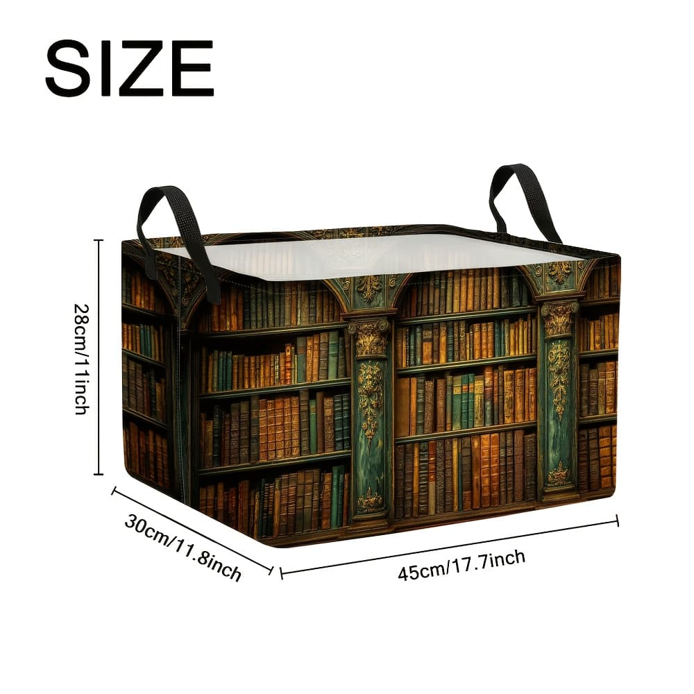 TEMU 1pc, Storage Baskets And Boxes > Open Storage & Laundry Hamper With Stylish Wooden Frame – Foldable Polyester Basket For Portability