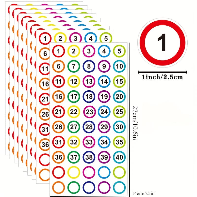 TEMU Stickers With Numbers From 1 To 40, Measuring Cm, Ideal For Labeling, In Colors, Perfect For Inventory, And . Suitable For Use In Classrooms, Offices, , Indoors, And On Boxes
