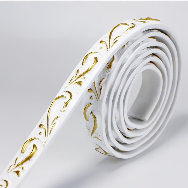 TEMU 2cm Wide Pvc Mirror Border Decorative Gypsum Line Ceiling Line Living Room Background Wall Border Self-adhesive