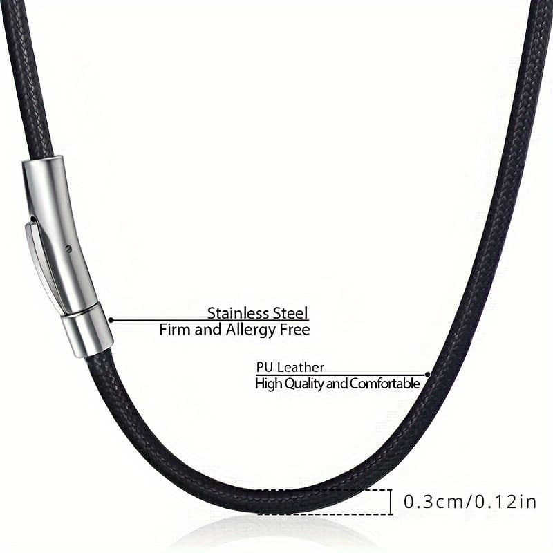 TEMU 3mm 18" 20" 22" 24" 26" Wide Men's Thin Edge Snap Necklace Waterproof Woven Leather Necklace Rope Chain Strap Durable Wax Rope Wholesale Black Chain Leather Rope Women's Hanging Rope Necklace