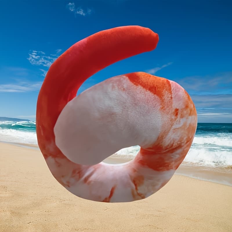 TEMU Realistic Shrimp-shaped Neck Pillow, 3d Design, Soft Polyester Fiber Filling, Orange Cover - A Fun And Unique Nap Chair Cushion
