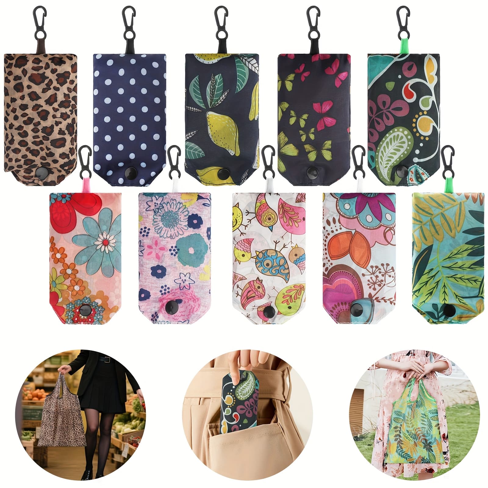 TEMU 10pcs Foldable Lightweight Tote Bags