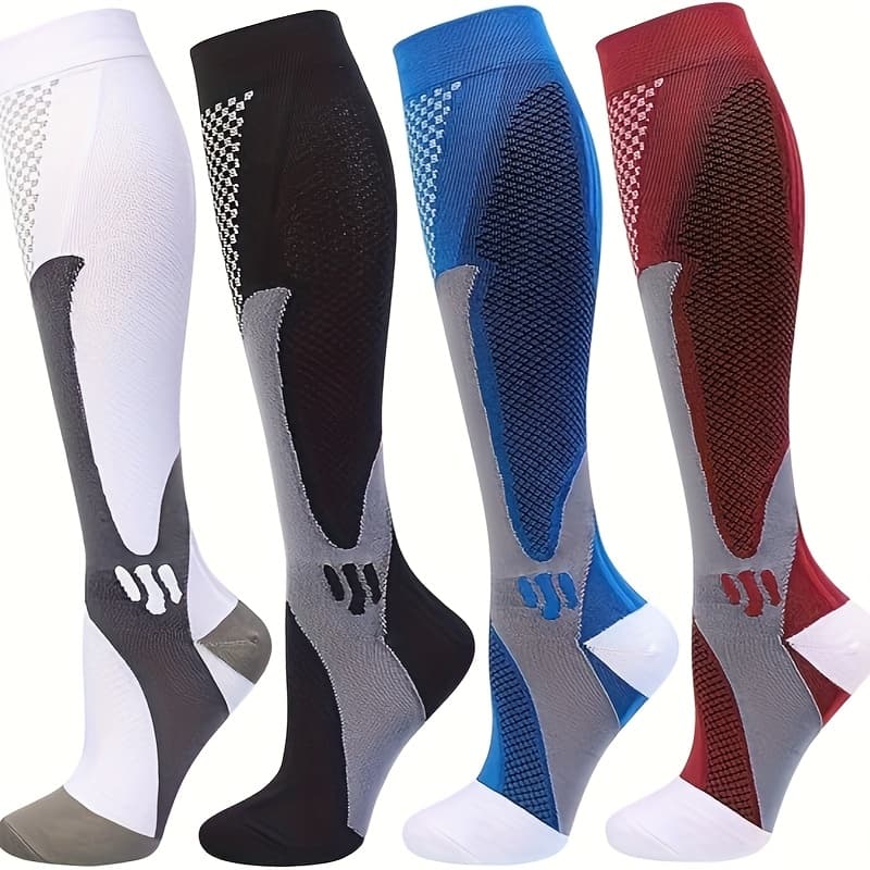 TEMU 4 Pairs Compression Socks For Women And Men - Athletic Support Stockings For Running, Hiking, Cycling, Marathon, Work