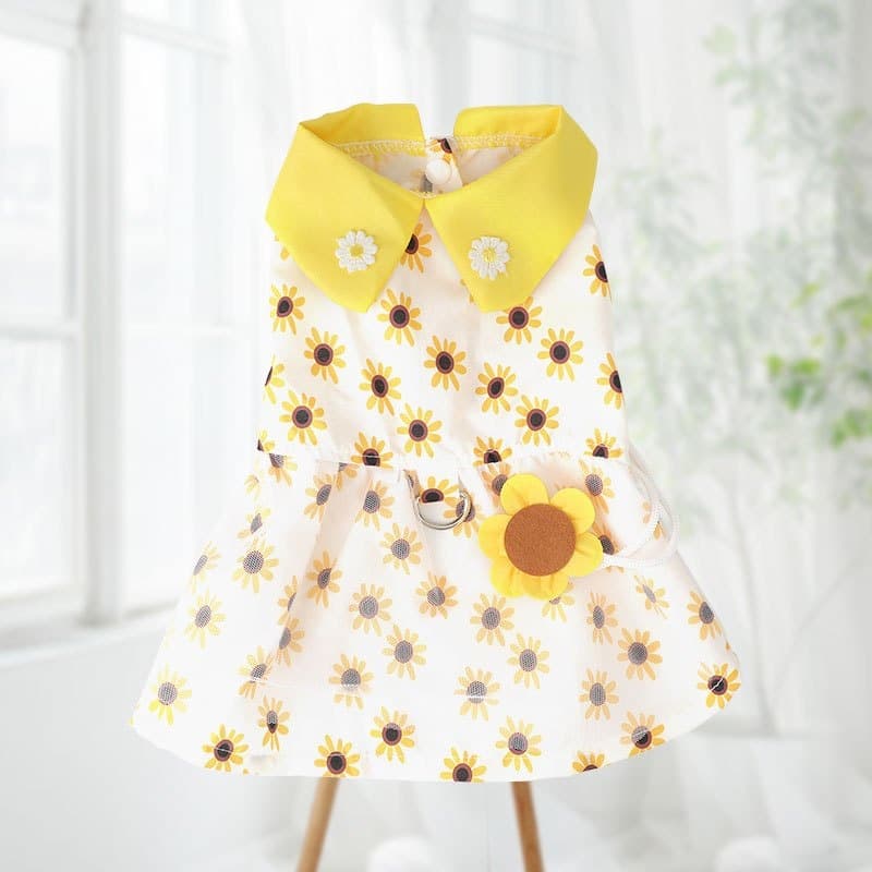 TEMU Spring Three-dimensional Sunflower Satchel Dress Small And Medium-sized Dog Pet Summer Dress