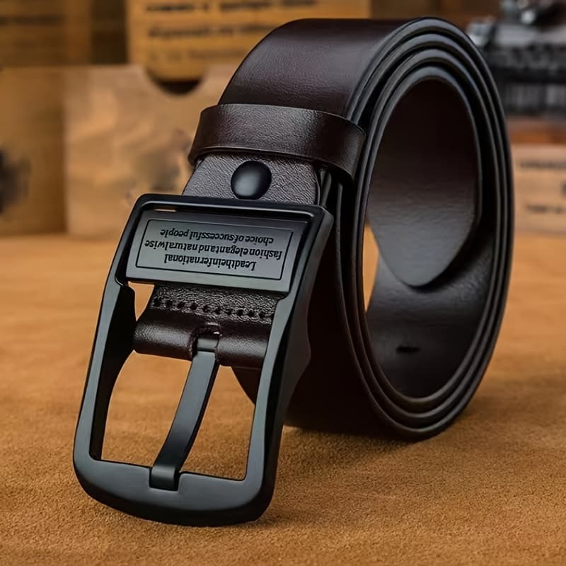 TEMU Men's Belt, Black Buckle - Adjustable Vintage Reversible Design, Durable , Suitable For Business And Casual Occasions, Business Casual Belt | Classic Belt Design | Durable Belt