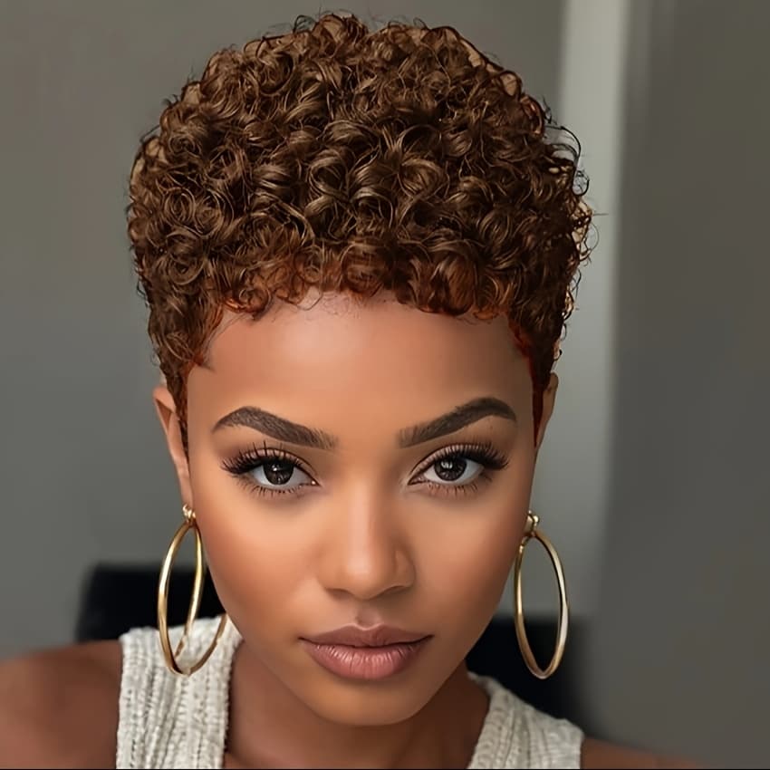 TEMU Short Afro Curly Hair Wig Synthetic Curly Wigs For Women African Women Wigs Short Haircut Wig Synthetic Hair Brown Wig Burgundy Hair Wig 6 Colors Short Cut Wig Curly Hairstyles