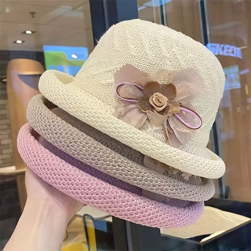 TEMU -decorated Rolled-up Hat, Fashionable Women's Straw Hat, Suitable For Traveling, Beach Activities And Cycling. Versatile Hats For Parties, Exquisite Gifts For As Presents