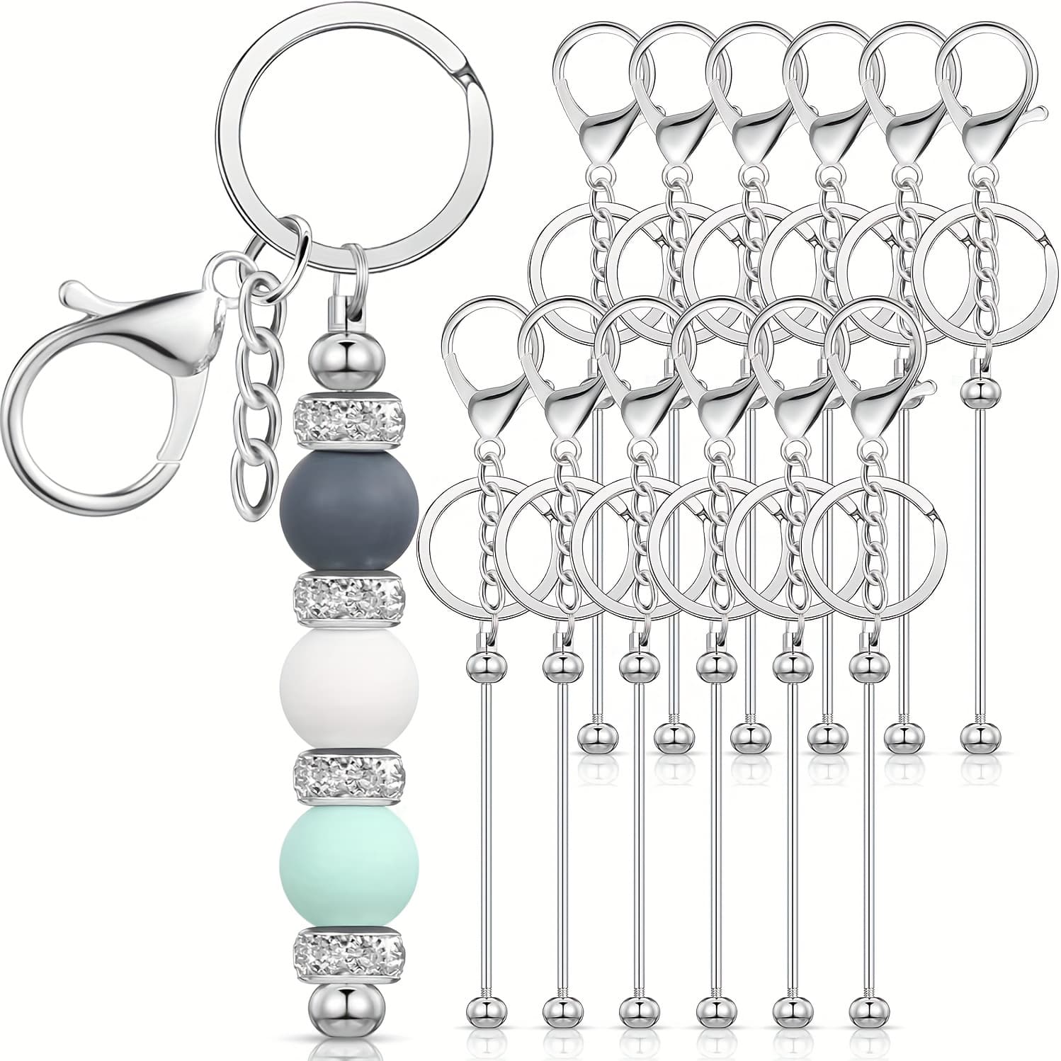TEMU 5/10/20pcs Beadable Keychains Bars Bulk For Keychain Making Blank Beaded Metal Keychain For Craft Keychain Diy Gift