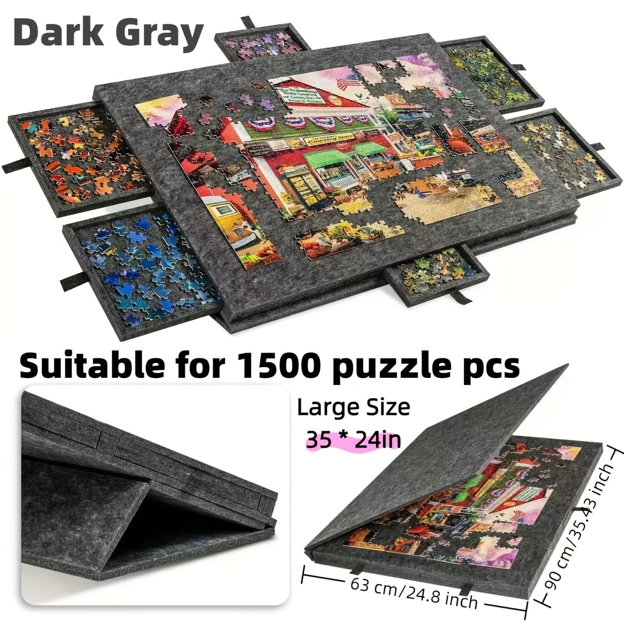 TEMU 1500pcs Jigsaw Puzzle Table, Portable Puzzle Table With 6 Drawers A Convenient And Lightweight Puzzle- Tool, Ideal For Room Decoration And Suitable For Puzzle Enthusiasts Puzzle Board For Adults