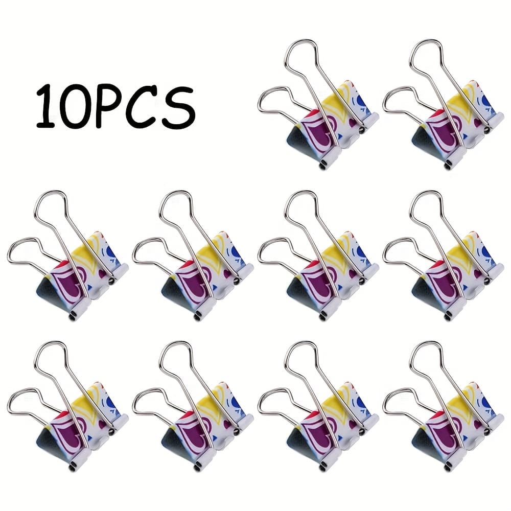TEMU Set Of 10 Colorful Stainless Steel Mini Binder Clips, Versatile Utility Clips Suitable For Office, Kitchen, School, Crafts, And