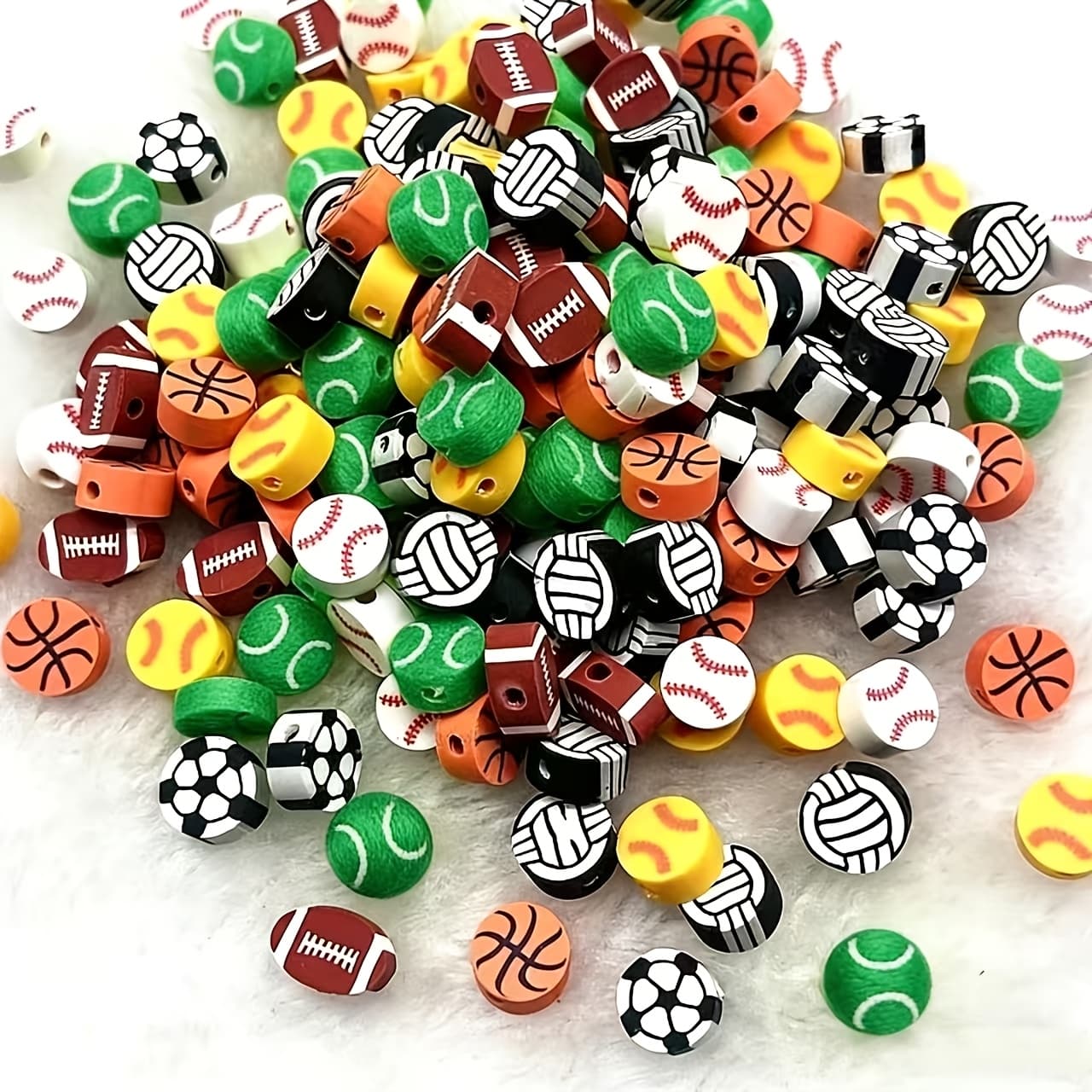 TEMU 60pcs, Sports Style Soft Clay Beads For Handmade Bracelets And Gifts Diy Craft Supplies