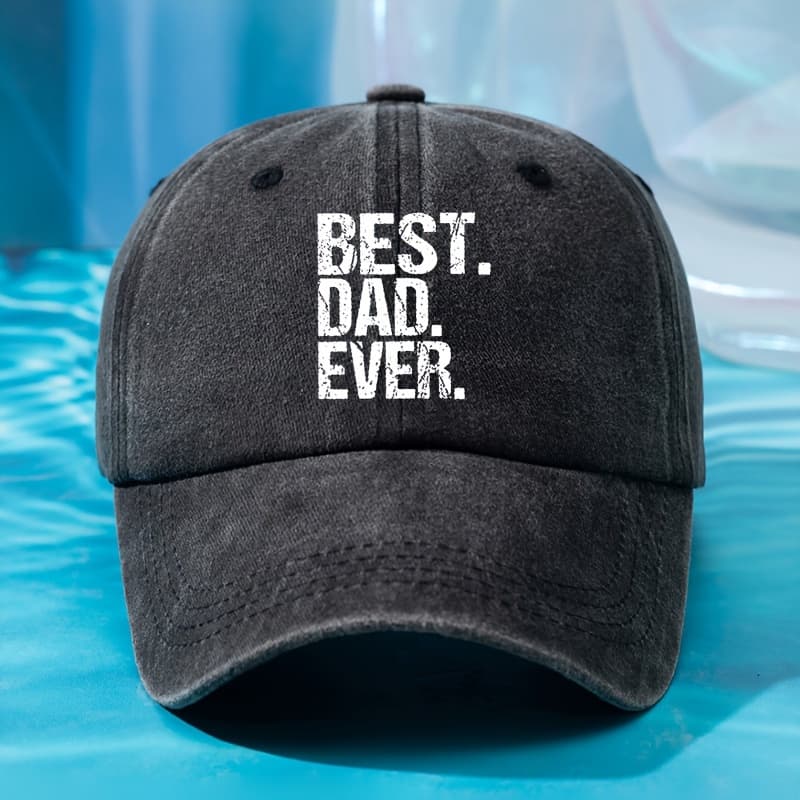 TEMU Best Dad Ever" Men's Vintage Washed Baseball - Style, Lightweight Polyester,, Ideal For Outdoor Travel & Camping, In Multiple Colors