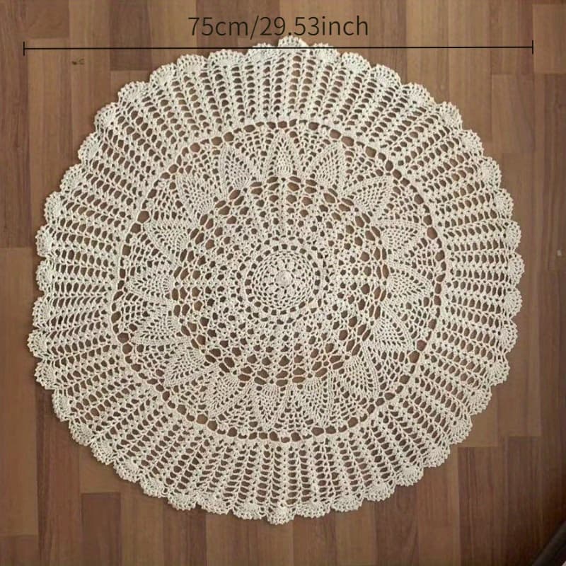 TEMU Handcrafted Crochet Round Tablecloth, Elegant Vintage Floral Round Mat, 29.53 Inches, Lace, Suitable For Dining Room Decor, Home Decoration, Or Gifts, Versatile For Holiday Decorations