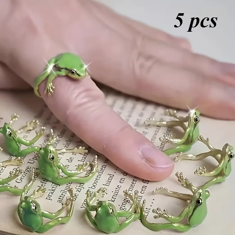 TEMU Gift For Her/him 5pcs Interesting And Cute Frog Ring Design - Featuring A Wonderful , Suitable For Casual Or Party Wear, Perfect As A New Year's Gift Or Valentine's Day Gift