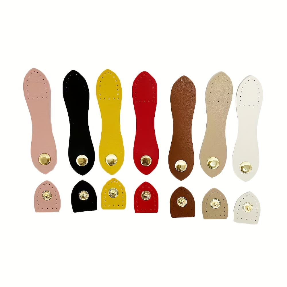 TEMU Set Of 14 Adjustable Snap Locks For Purses - Faux Leather Closures With Colored Buttons Suitable For Handbags And Clutches
