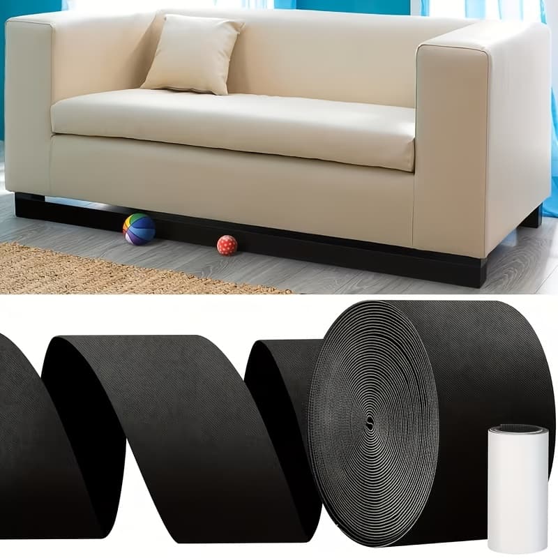 TEMU 2pcs Toy Stopper Under Heavy Sofa-adjustable Buffer With Adhesive Mounting Belt, Non-slip Sofa Connector, Suitable For Sliding Sofa, Sofa And Furniture-black Protector