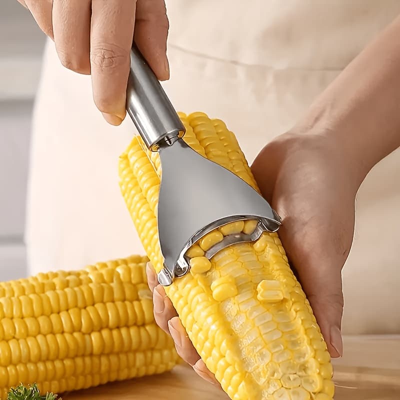 TEMU 1pc Durable Stainless Steel Corn Remover - Manual Corn Peeler, Separator Tool For Home & Commercial Kitchen Use, No Battery Required