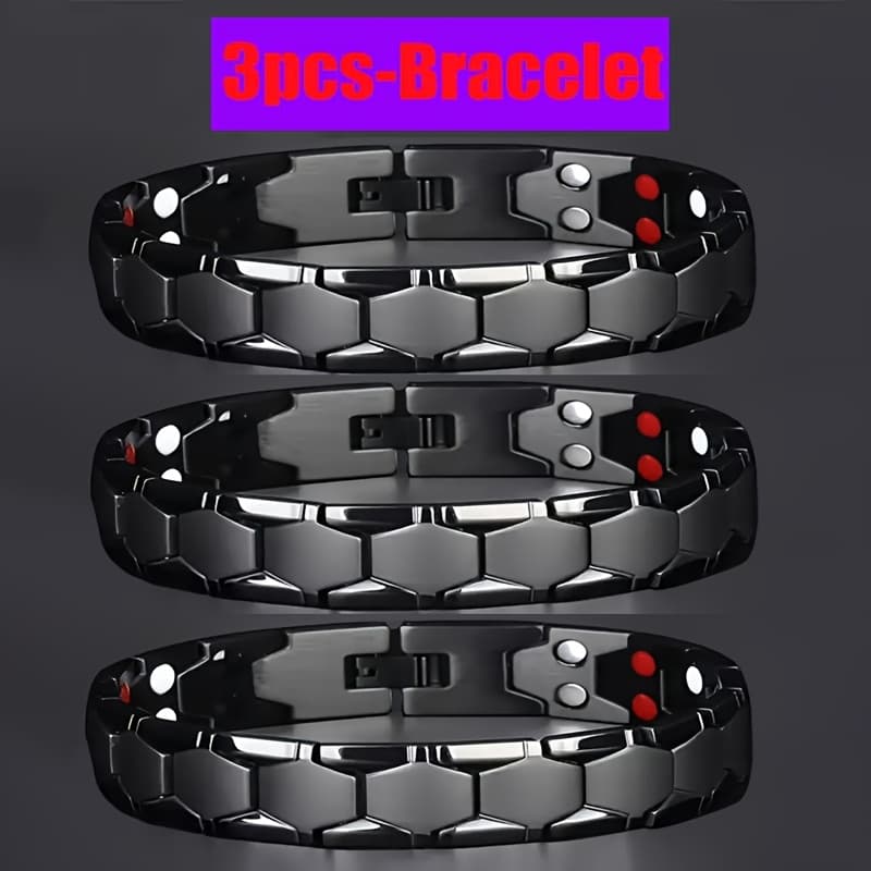 TEMU 3pcs Men's Magnetic Bracelet, Double Row 3500 Strength Magnet Wristband Magnetic Bracelet, Ideal Surprise Gift For Father, Boyfriend, Best Friend Day Father's Day Gift Y2k