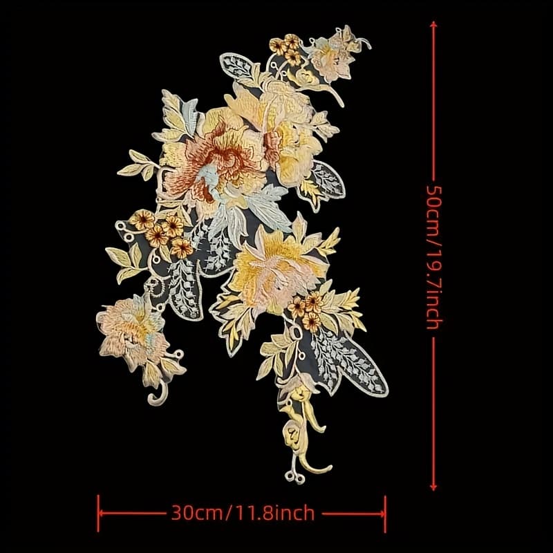 TEMU 1pc Of Floral Embroidery Patch, Vintage For Dresses, Jeans, And Clothing, Fabric - Stitchable Floral Patterns To Enhance The Color Of Garments