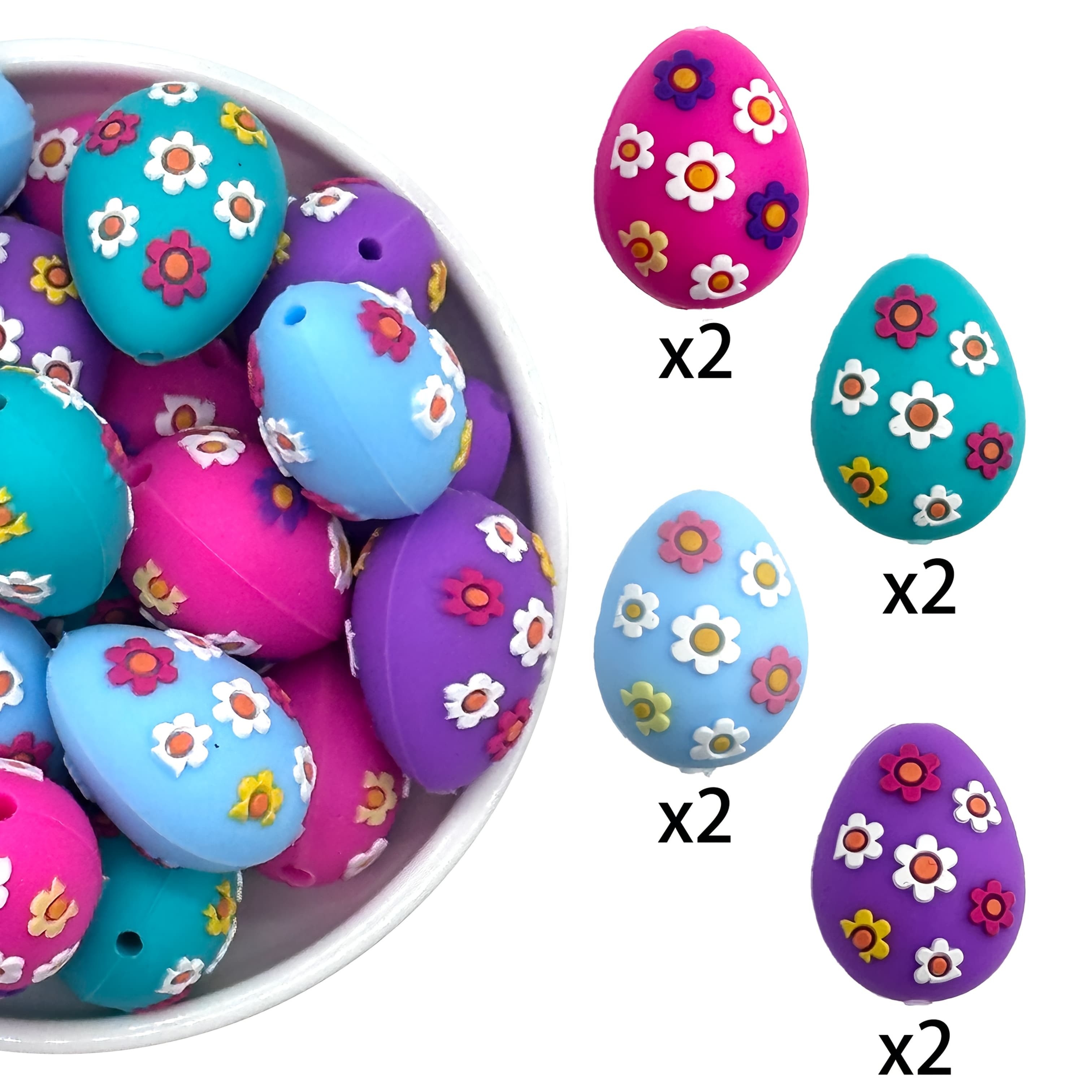 TEMU 8pcs 3d Easter Egg Series Mixed Silicone Round Beads Loose Beads 3d Silicone Beads Handmade Necklace Plastic Pen Beaded Keychain Bag Chain Mobile Phone Chain Bracelet Jewelry Supplies Beads