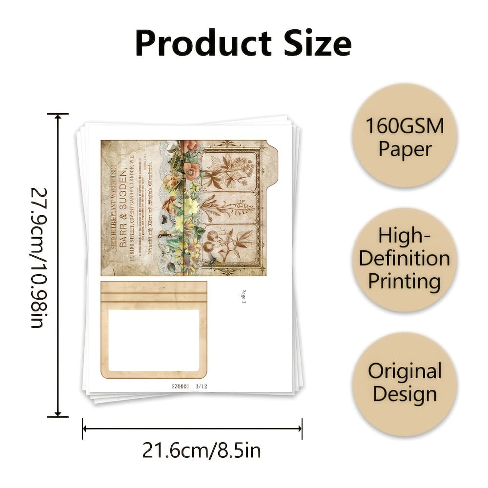 TEMU Mini Project Crafts Library Cards,folio Botanical Booklet Craft Kit,folio Kit Junk Journal,great For Craft Projects & Junk Journal-includes Video Tutorial