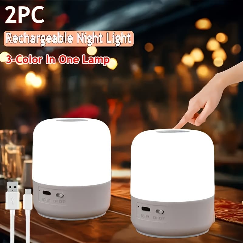 TEMU 2pcs Pbedside Night Light For Bedroom, Soft Lighting, Energy-saving Led Night Lamp, Decor Lamp, Cozy Ambient Light, Bedside Lamp, Bedroom Decoration Light