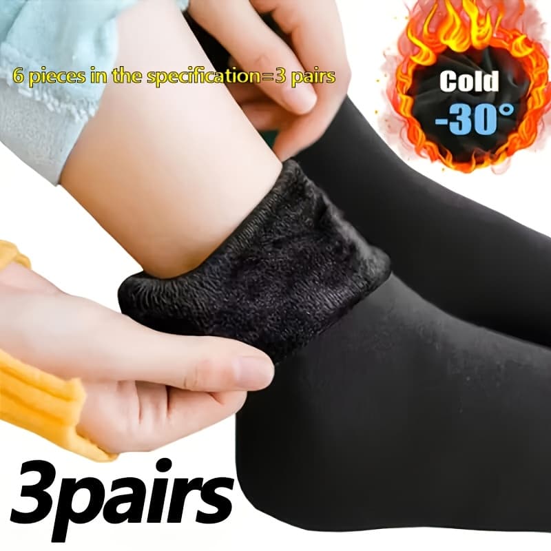 TEMU Random 3 Pairs Of Warm Fleece Lined Winter Socks, Cold Weather Socks, Suitable For Outdoor And Daily Wear - Elegantly Easy, Low Maintenance (6pcs In The Specification=3 Pairs)