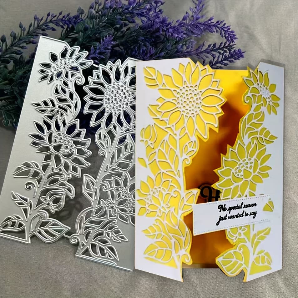 TEMU 1pc A Unique Sunflower Greeting Card Metal Die, Perfect For Scrapbooking And Embossing, Ideal For Handmade Greeting Cards And Gift Card Decorations