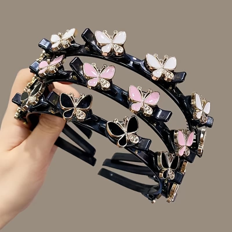 TEMU 3pcs Women's Lazy Princess Head Double Layer Hair Clip Side Clip Front Bangs Braided Hair Artifact Hair Clip Side Clip Headwear Hair Accessory