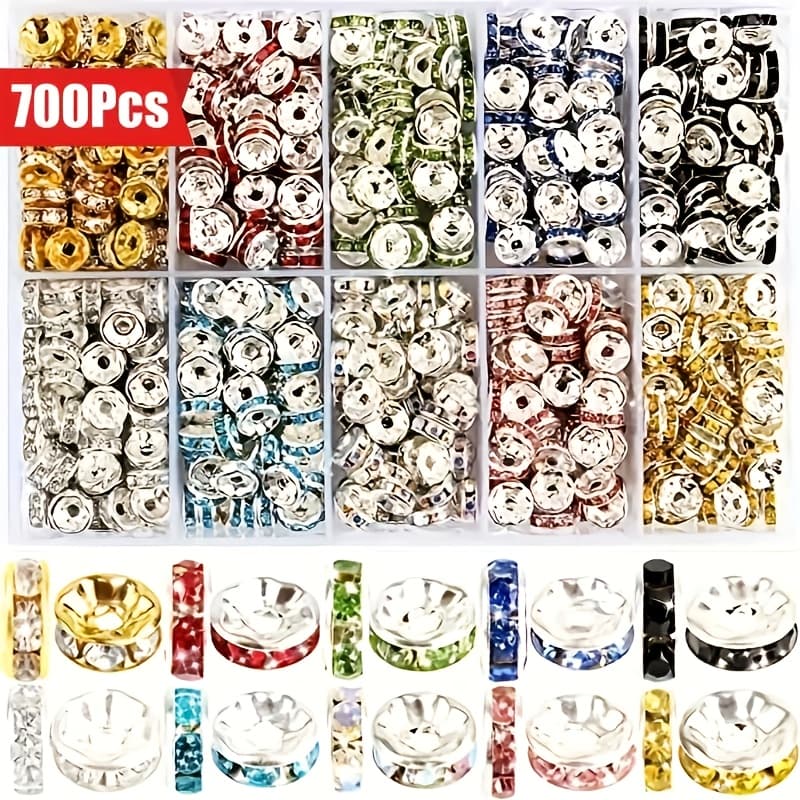 TEMU 700 Spacer Beads, Beads, Jewelry Making Charm Beads, Bracelet Charms, 10 Colors (8mm-10 Colors) Jewelry Making Kits, Christmas Halloween Thanksgiving Gifts Easter Gifts