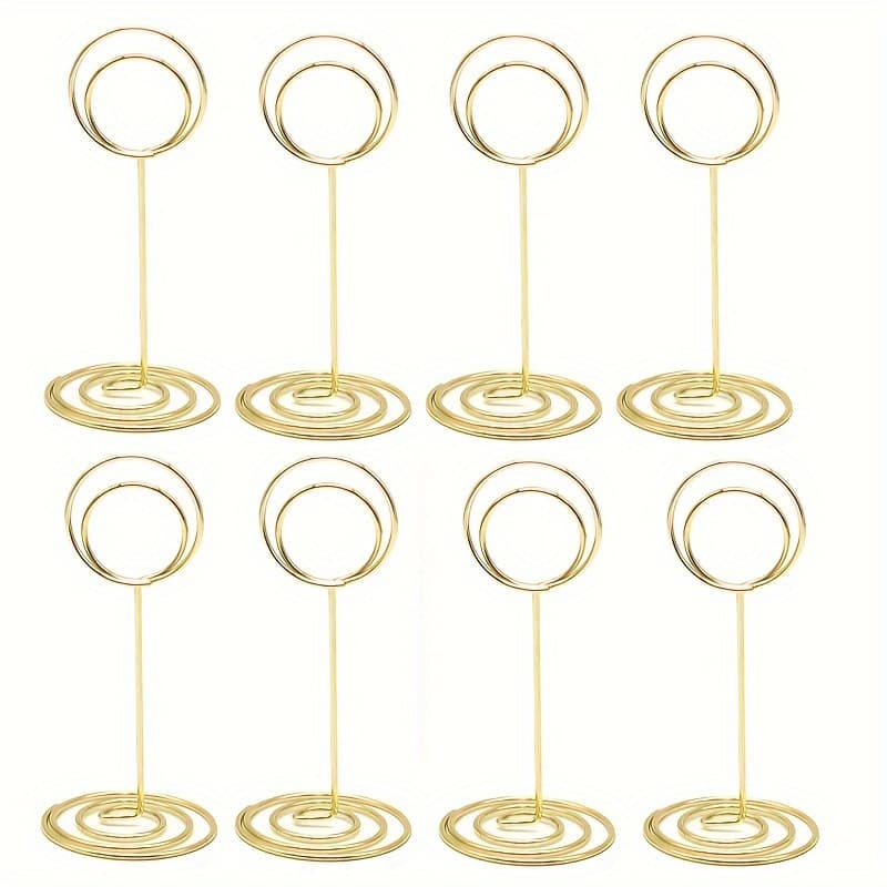 TEMU 8-pack Golden Metal Circle Memo Holders, Peacock Base , Creative Tabletop , Office Message Clips For Wedding, Birthday Party, Photo Display