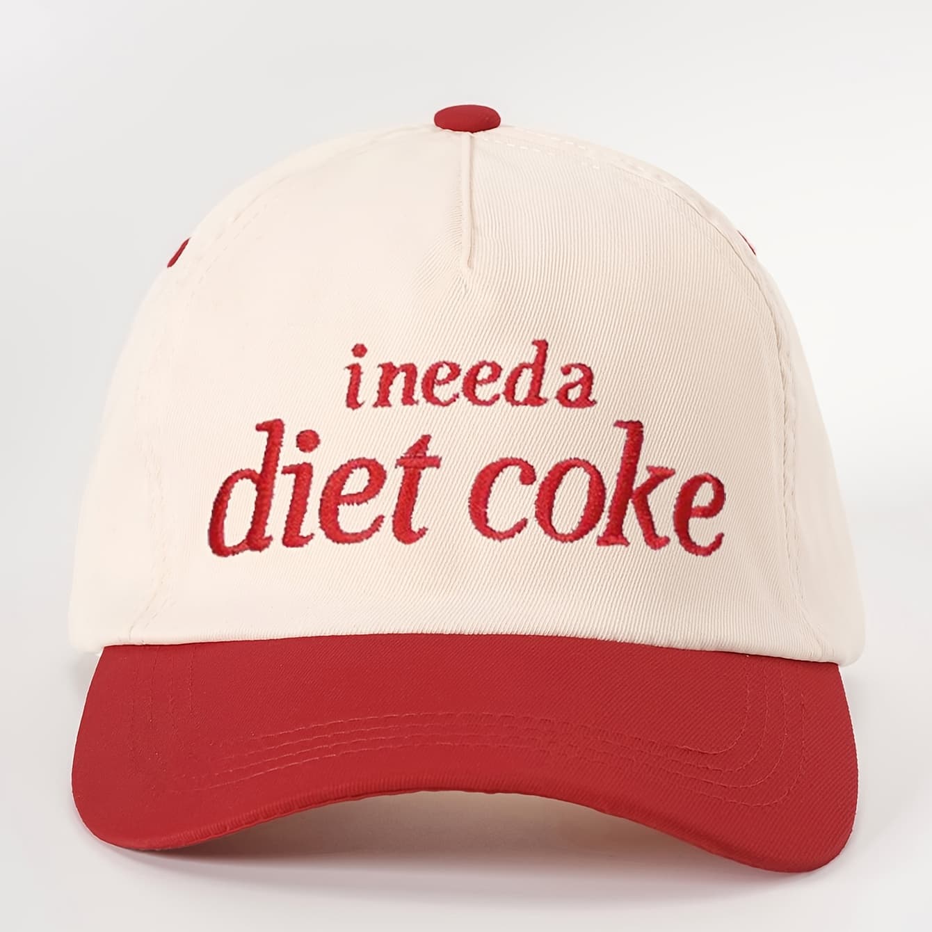 TEMU 1 Embroidered Diet Colorblock Baseball , Unisex Trucker Hat, Breathable Adjustable Golf , Women's Summer Fashion Curved Brim Hat, Unisex Y2k Couple's Hat