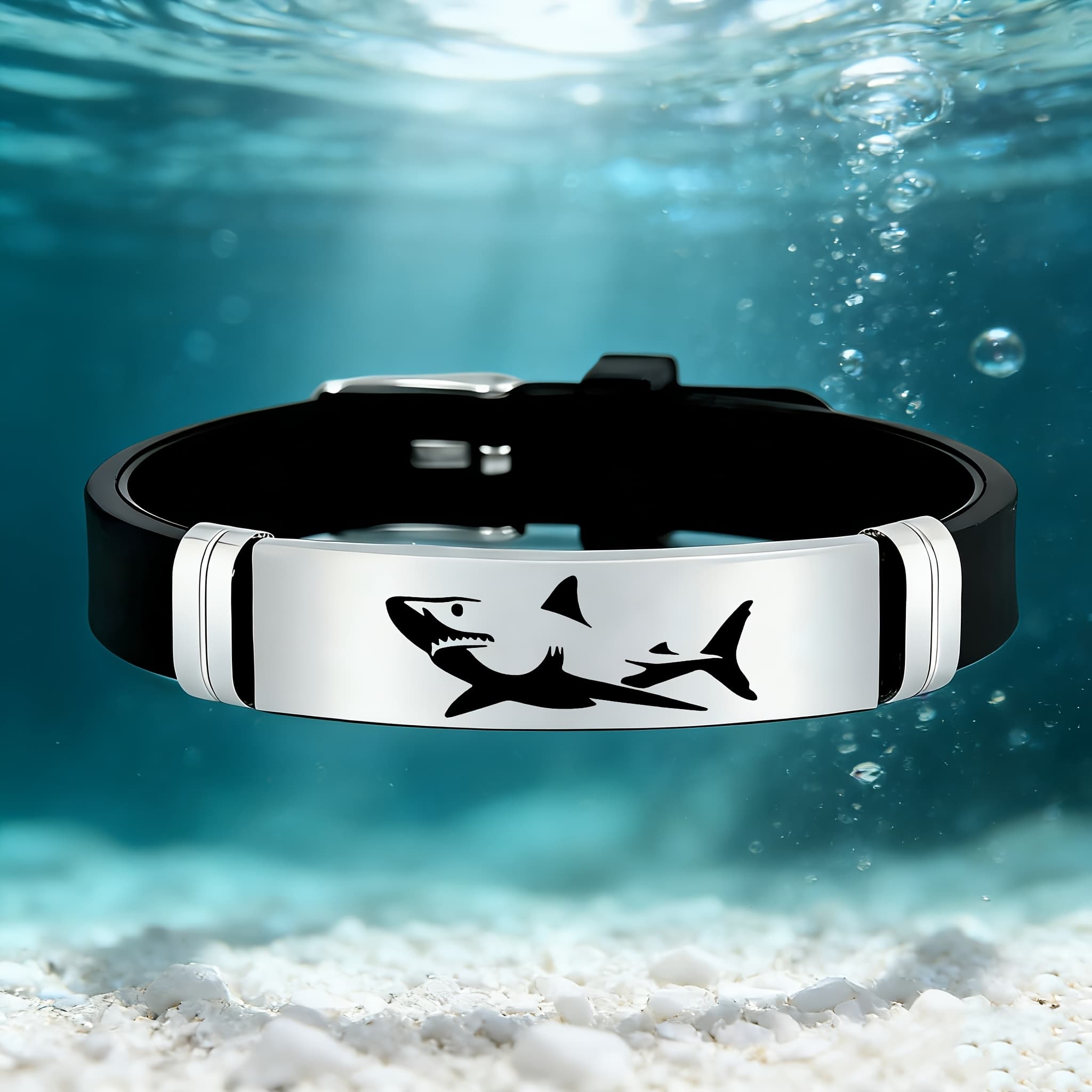 TEMU 202 Stainless Steel & Silicone Wristband Compatible For Ray//fin Designs - -free Sporty Marine-themed For Deep Sea Fishing Gifts, Wear, For Ray Accessories