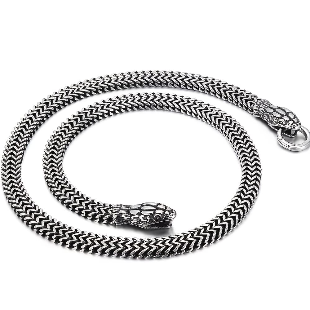 TEMU Gothic 304 304 Stainless Steel Snake Chain Men's Necklace 60cm Long Viking Jewelry, Best For Christmas, Perfect For Thanksgiving