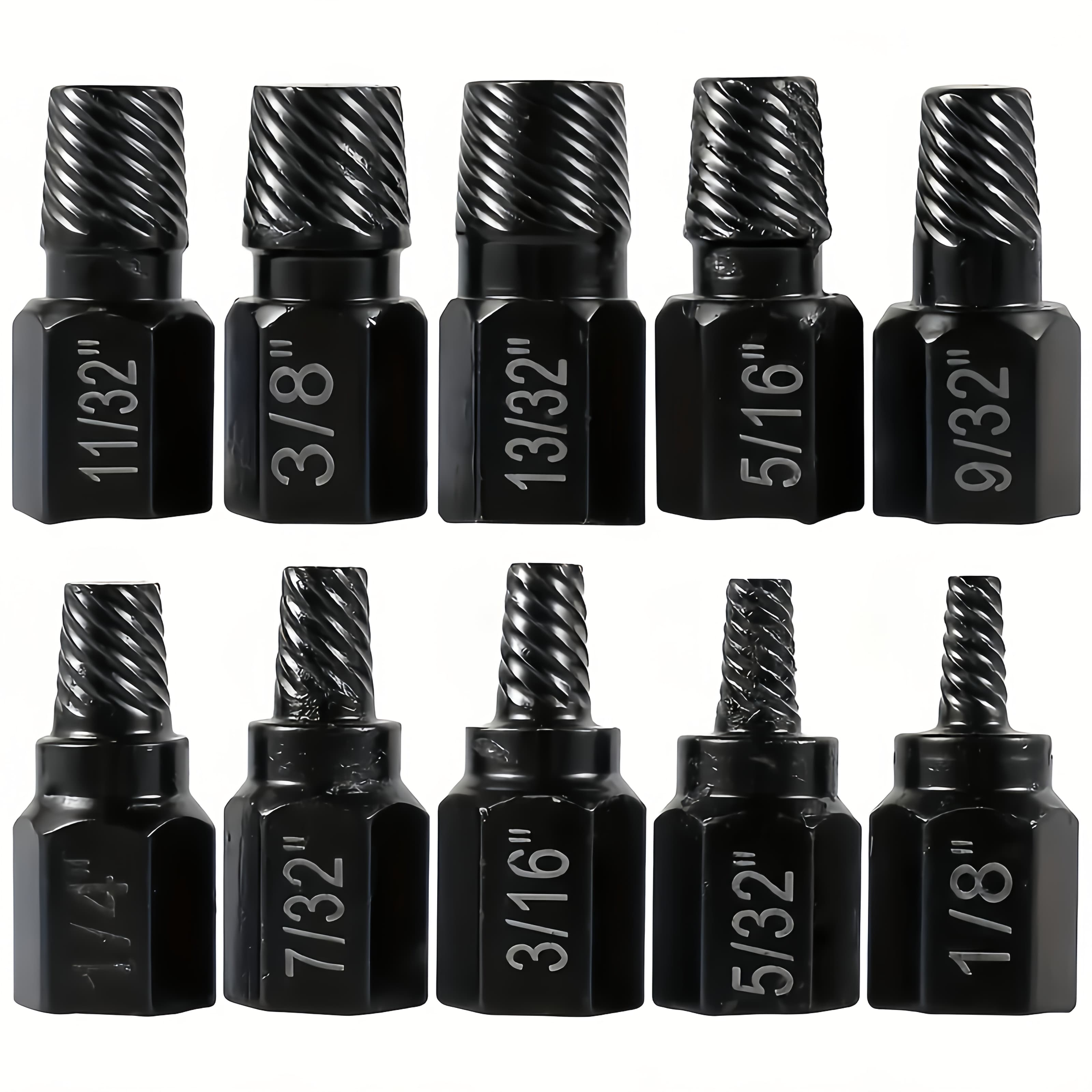 TEMU 10pcs Tap Extractor Set, Alloy Steel Screw Extractor, Nut Extractor Combo, 1/8" - 13/32", Can Remove Broken Bolts And Screws, For Daily Use And, Ideal Hand Tool Set.