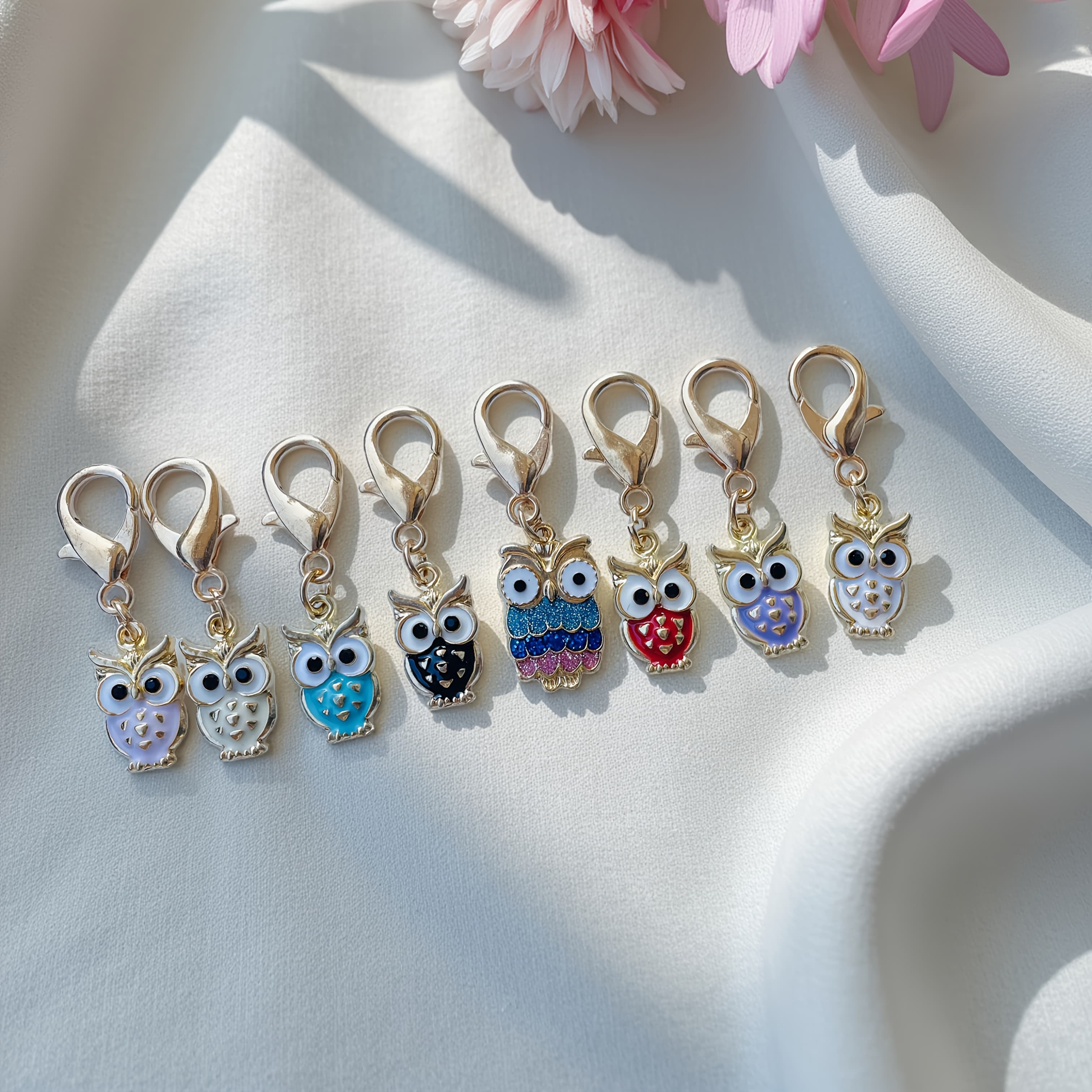 TEMU 8 Cute Owl Keychain Pendants, Versatile Bag And Shoe Additions Pendants, Keychain Making Additions, Handmade Pendants, Exquisite Holiday Gifts