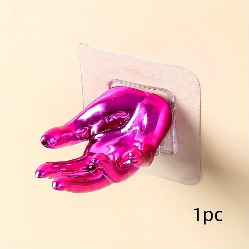 TEMU 1pc Creative 5-finger Sticky Hook Bedroom Living Room Bathroom No-drill Storage Hook Multifunctional Traceless Adhesive Hook, Utility Hooks