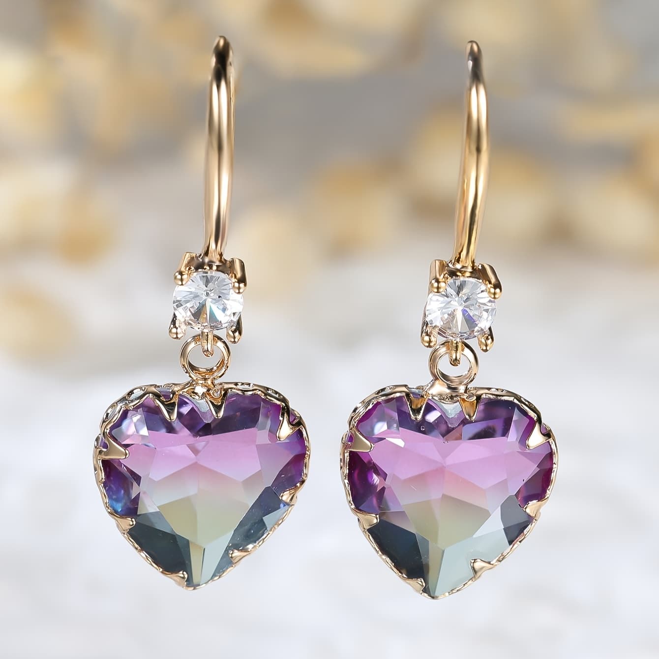 TEMU 1 Pair Bohemian Summer Style Multicolor Earrings, Multi-colored Hypoallergenic, Heart-shaped Earrings, Suitable For Women, Wife's Banquet Party Wear