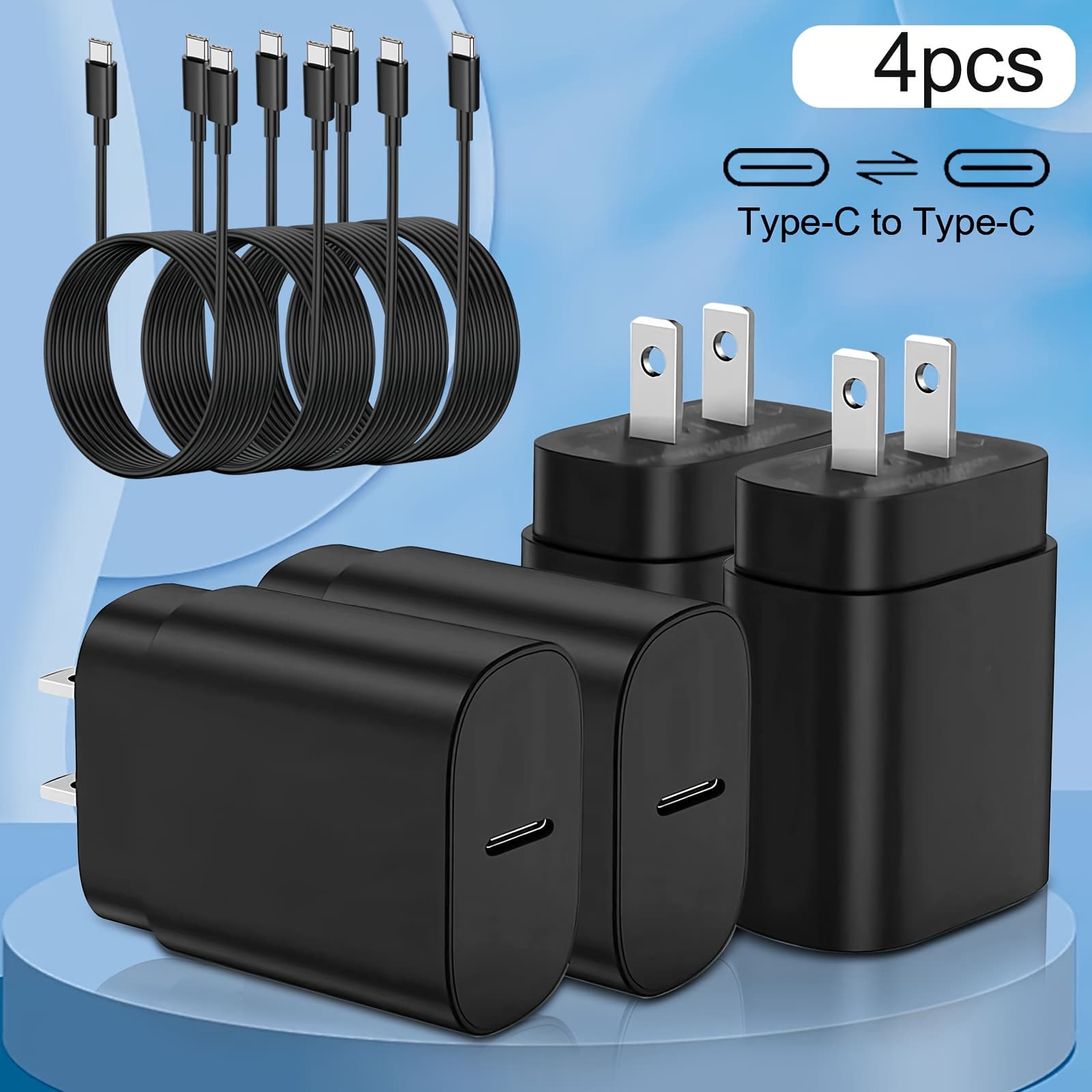 TEMU Fast Charger Type C Set With 4ft Cable - Compatible With S23 Ultra/ S22/ S21/ Note 20/ Note 10/ Z