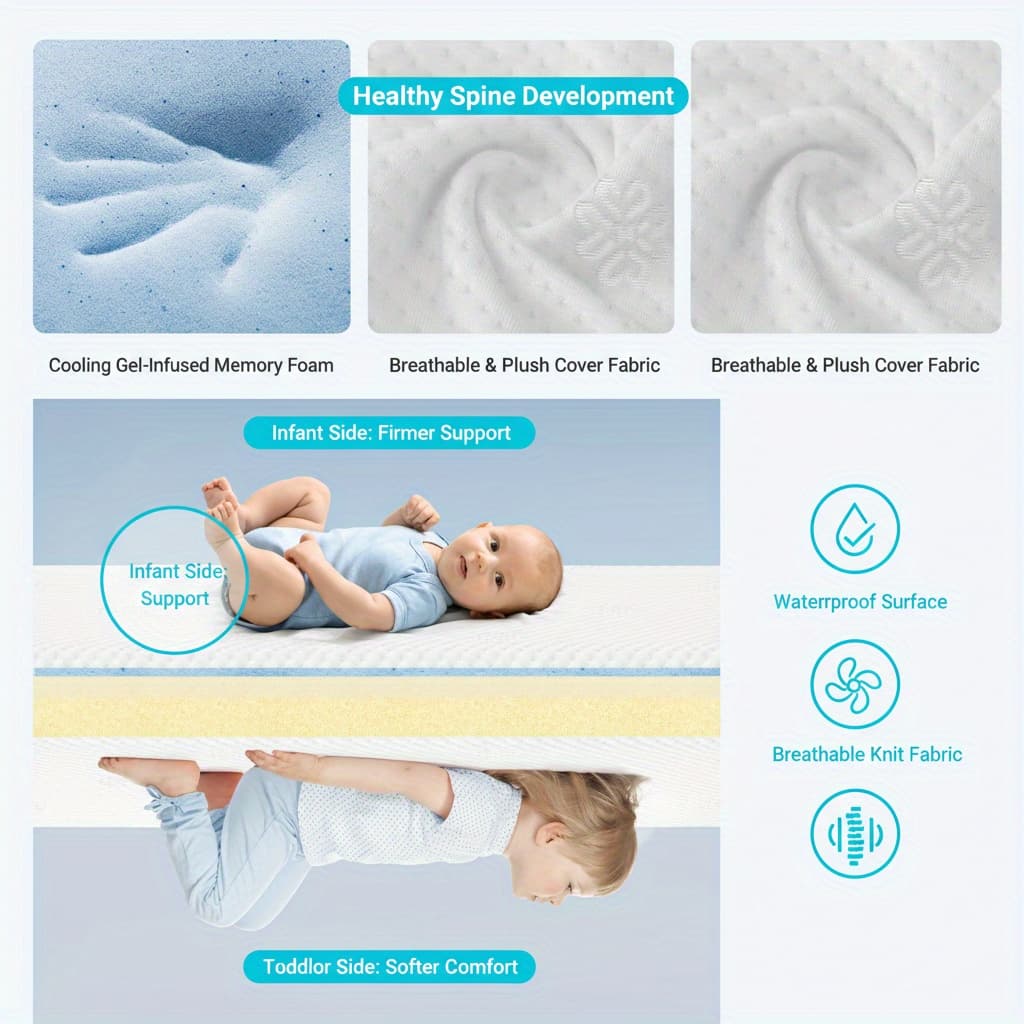 TEMU 52"*27.5" Crib Mattress With Washable Cover, Memory Foam Newborn Baby Infant Mattress & Toddler Mattress, Fits Standard Cribs And Toddler Beds, 5.5inch Or 6 Inch Thick Optional