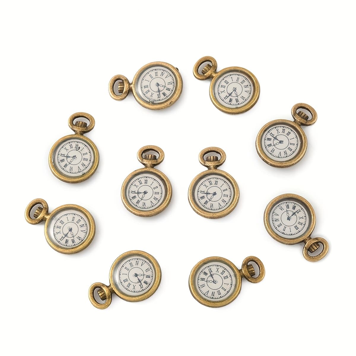 TEMU 10 Alloy Enamel Clock Pendants 17x11.5x3mm Accessories Suitable For Earrings Bracelets Necklace Diy Crafting