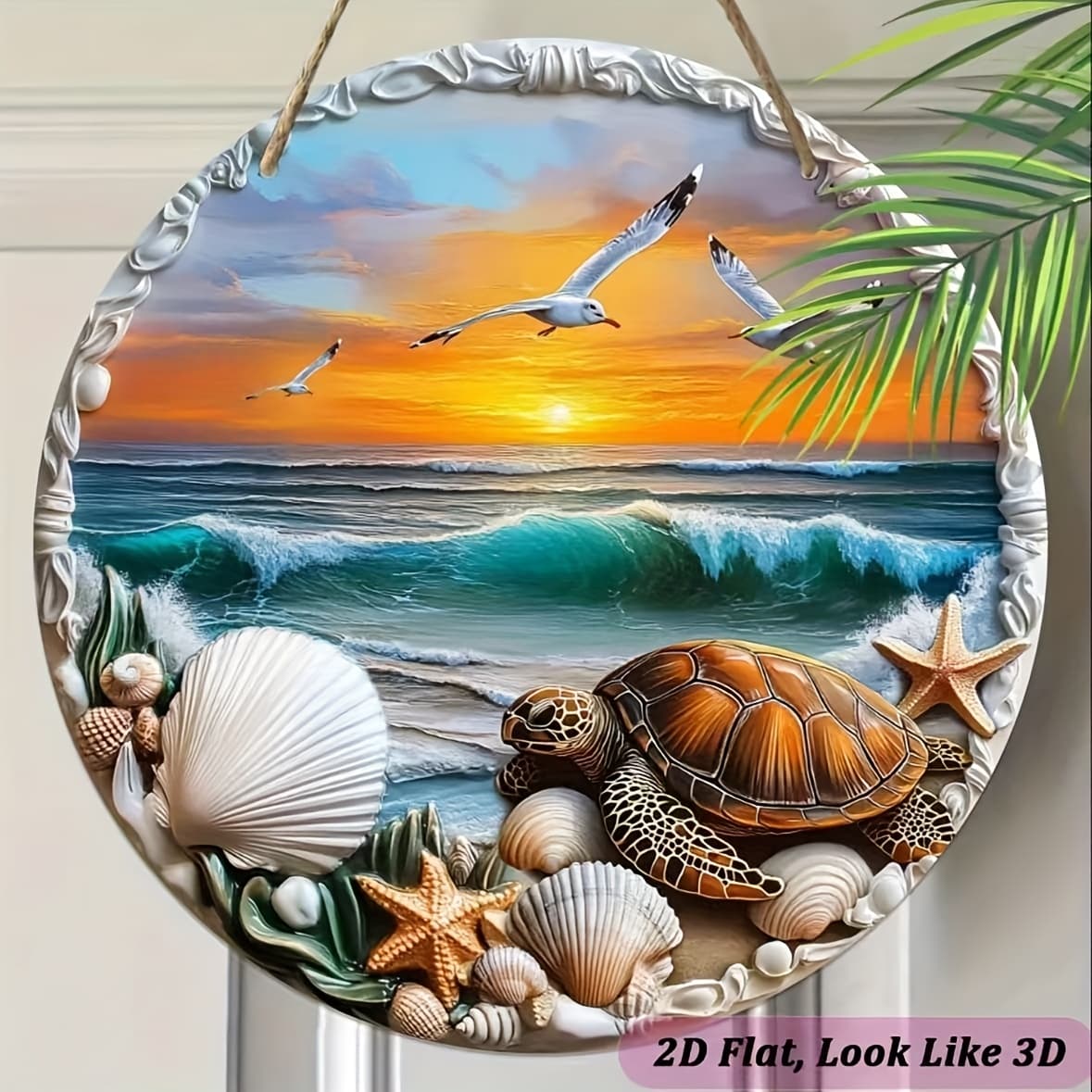 TEMU 2d Flat - - Ocean Theme Signs, 7.87 Inch , Shells And Starfish Design - Home, Office, Classroom, Garage, Wall Decoration - Party Decoration 2d Printing, Door Hanger, Ideal For Room Decoration