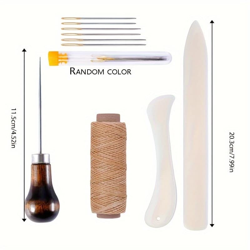 TEMU Binding Tool Kit, Sewing Awl Tools, Bone Clip Creases, Waxing Thread, Large Eye Needles, Leather Binding, And Colored Needle Bottles