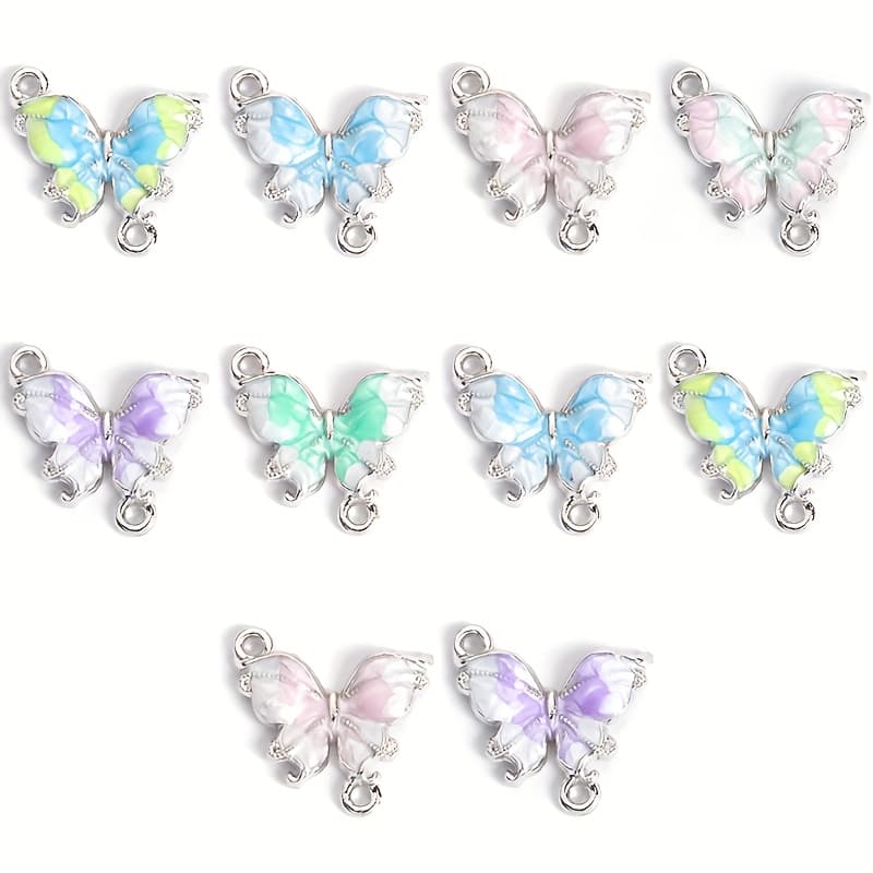 TEMU 10pcs Set Of Exquisite And Elegant Gradient Enamel Connectors - Women's Everyday Wear, Dating Jewelry Additions, Spring And And Sweet Bracelets, Earrings, Necklaces, Keychains, Headdresses