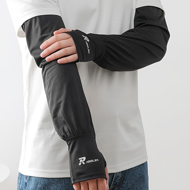 TEMU Loose And Casual Men's Long Sleeve Arm Covers For Summer, Lightweight Ice Sleeves For Driving, Cycling, And Outdoor Activities