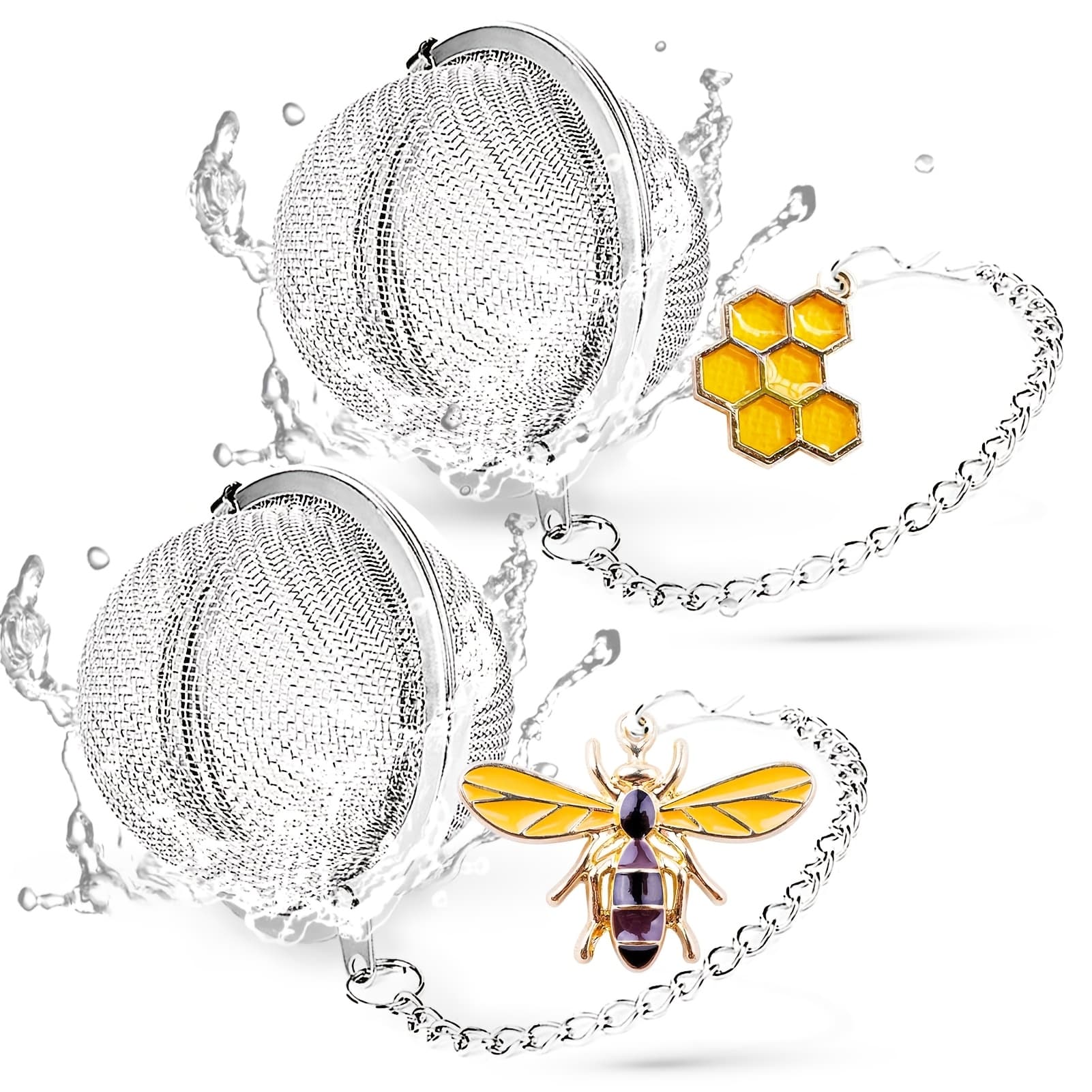 TEMU 2pcs-stainless Steel Tea Infusers, Tea Strainer Tea Ball With Honeybee & Flower Charms For Loose Leaf Tea